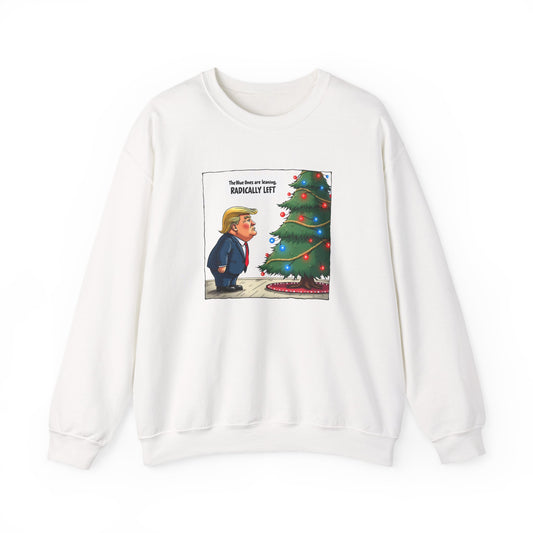 Political Christmas Tree Sweatshirt — "Radically Lit" Holiday Cartoon Crewneck