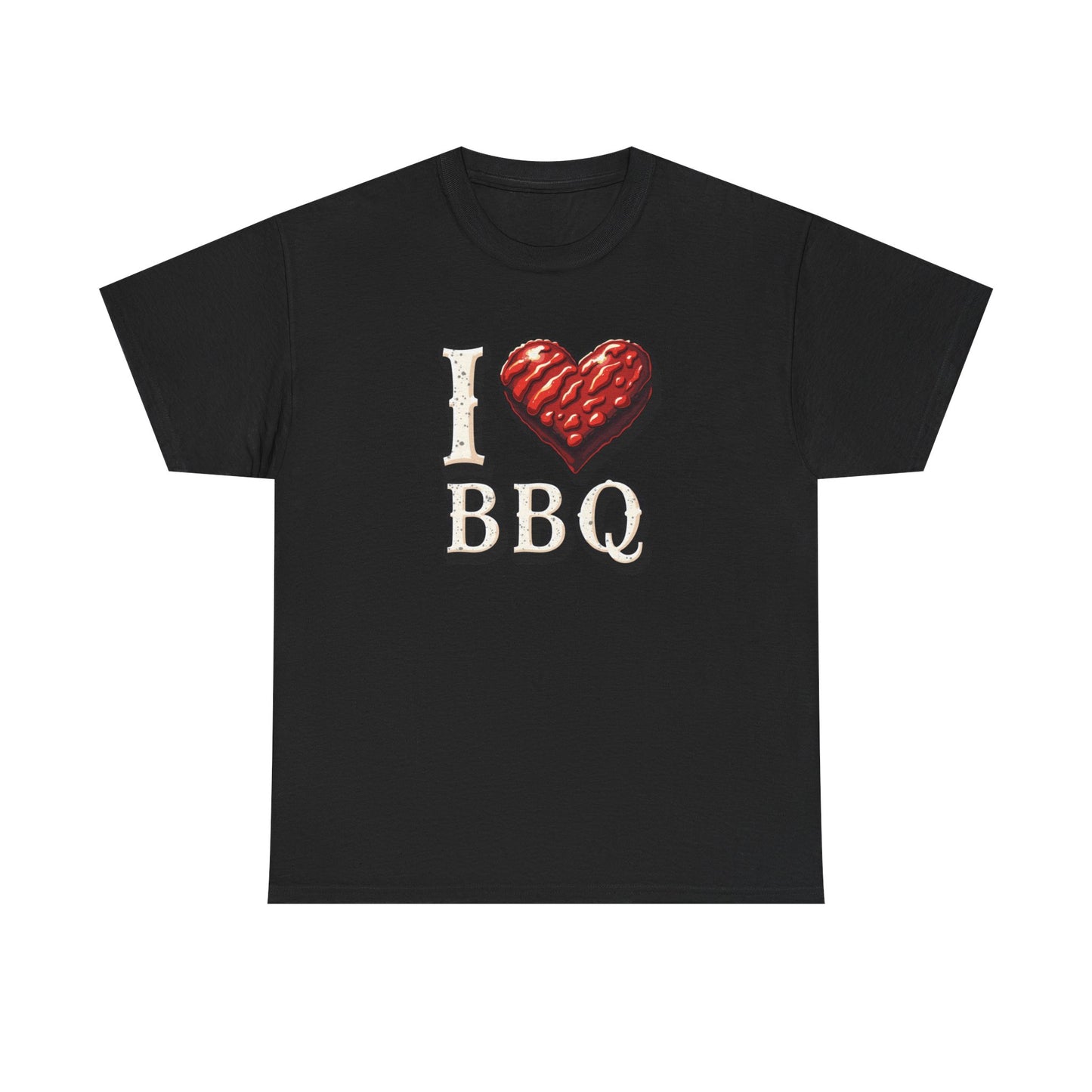 I Love BBQ Unisex Heavy Cotton Tee - Perfect for BBQ Lovers, Summer Cookouts, Grilling Events, Foodie Gift, Casual Wear - Psychonaut Swag