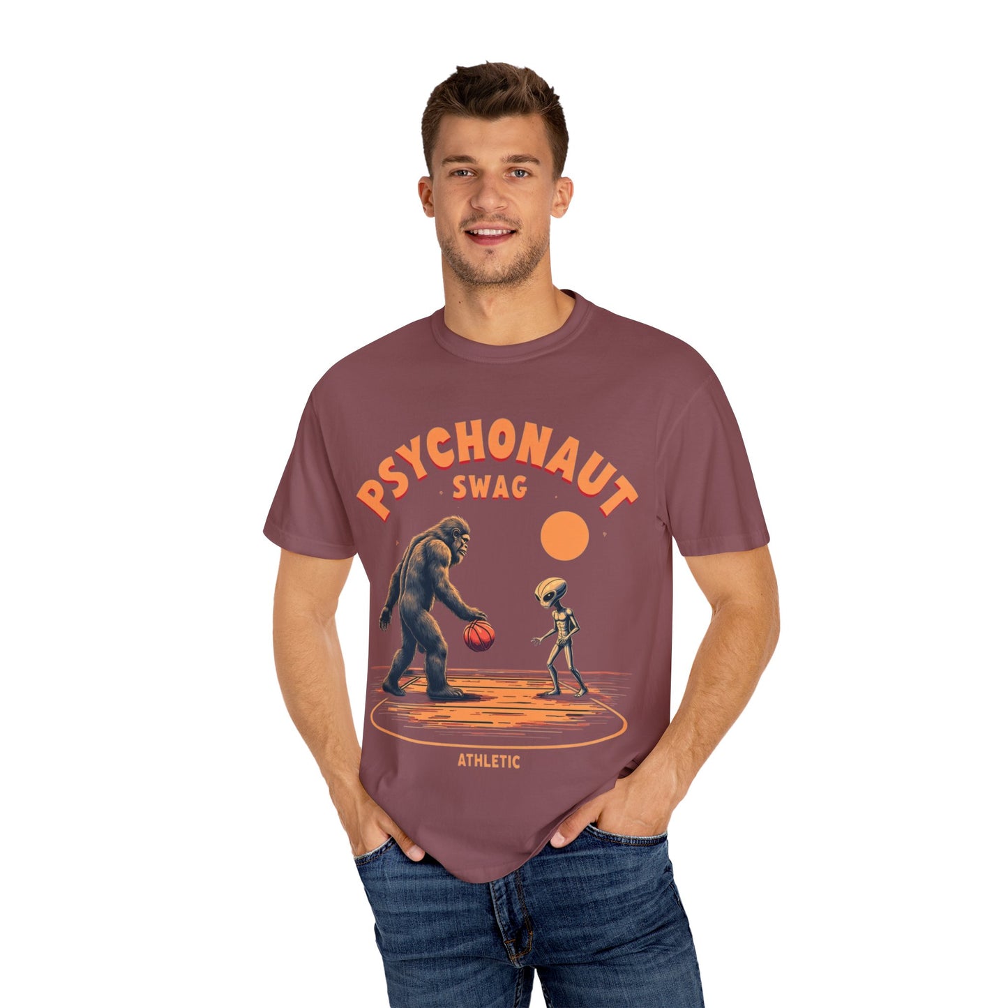 Alien vs Bigfoot, Psychonaut Swag Unisex T-Shirt, Funny Graphic Tee, Unique Gift for Gamers, Outdoor Lovers, Birthday, Casual Wear - Psychonaut Swag