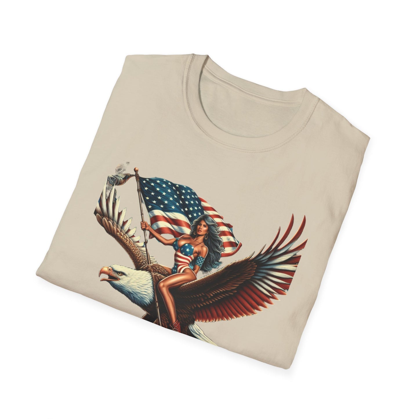 Patriot Riding Eagle, Graphic Tee - Unisex T-Shirt, Eagle Design, 4th of July Shirt, Independence Day Apparel, Festival Wear, Gift for Patriots - Psychonaut Swag