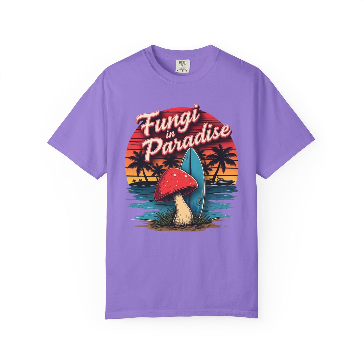 Fungi in Paradise Design, Relaxed Tee, Vintage Style Shirt, Gift for Nature Lovers, Eco-Friendly Apparel - Psychonaut Swag