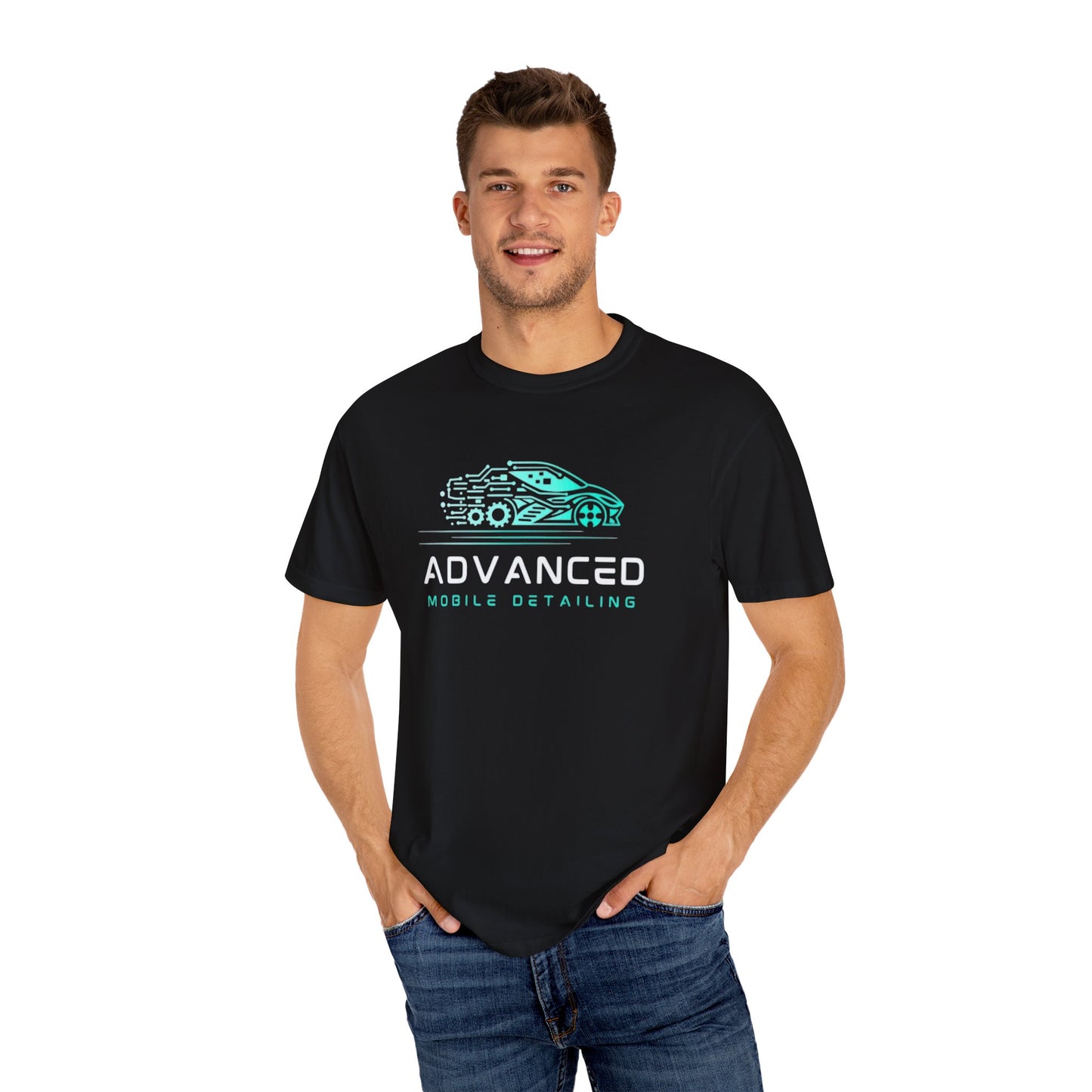 Advanced Mobile, Garment Dyed, T-Shirt, Unisex Graphic Tee, Casual Streetwear, Perfect Gift for Car Lovers, Vintage Style Merch, Everyday Wear
