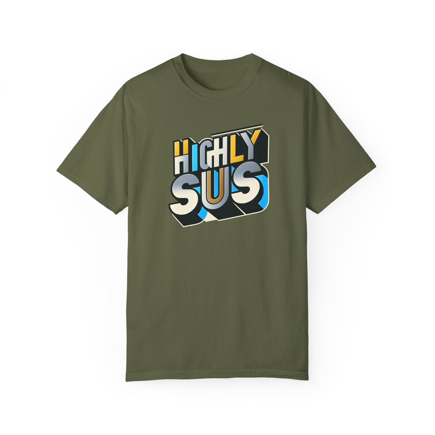 Highly Sus Unisex Garment-Dyed T-shirt - Trendy Casual Wear - Psychonaut Swag