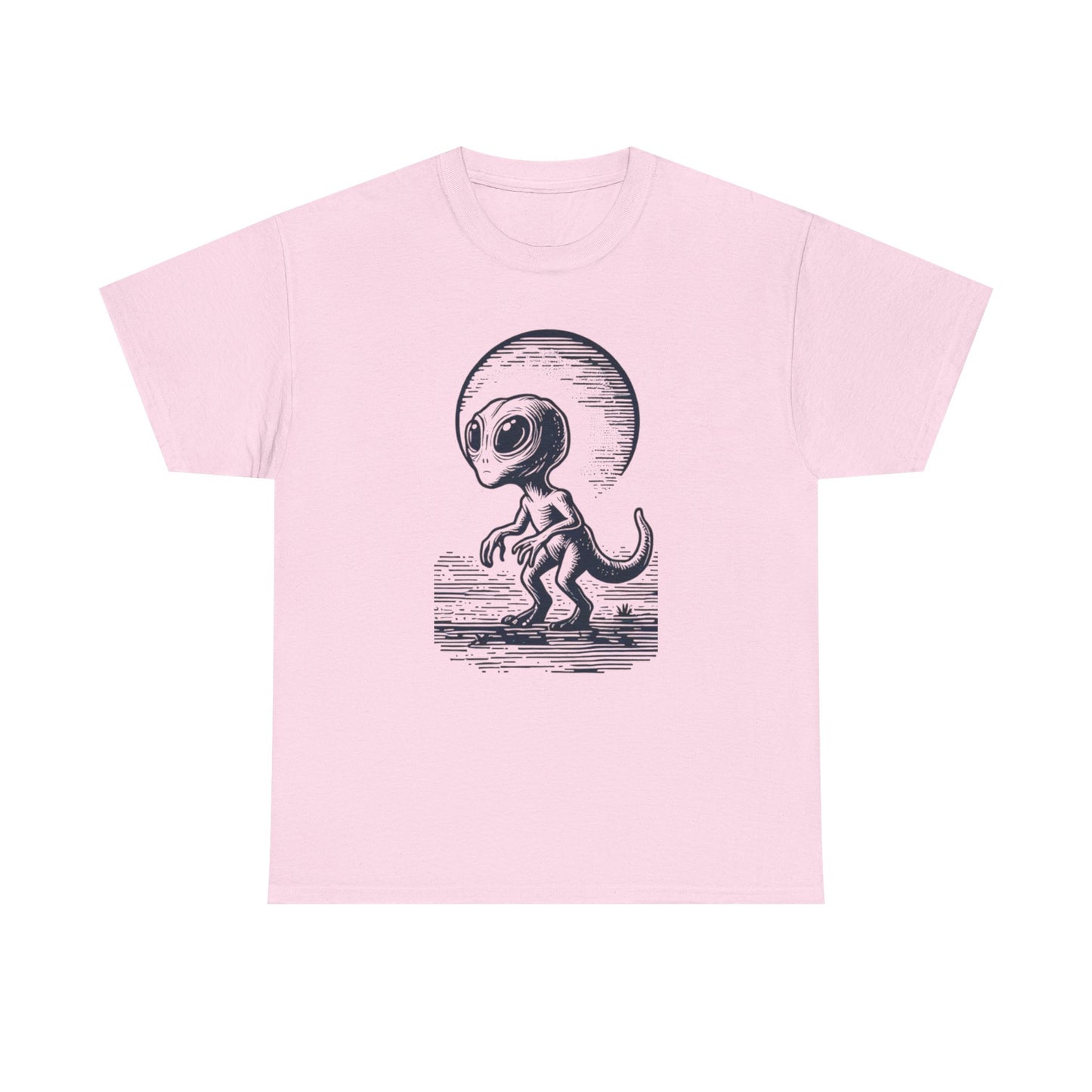 Dinosaur Hybrid, Graphic Unisex Heavy Cotton Tee | UFO Lover T-Shirt | Space-Themed Apparel - Psychonaut Swag