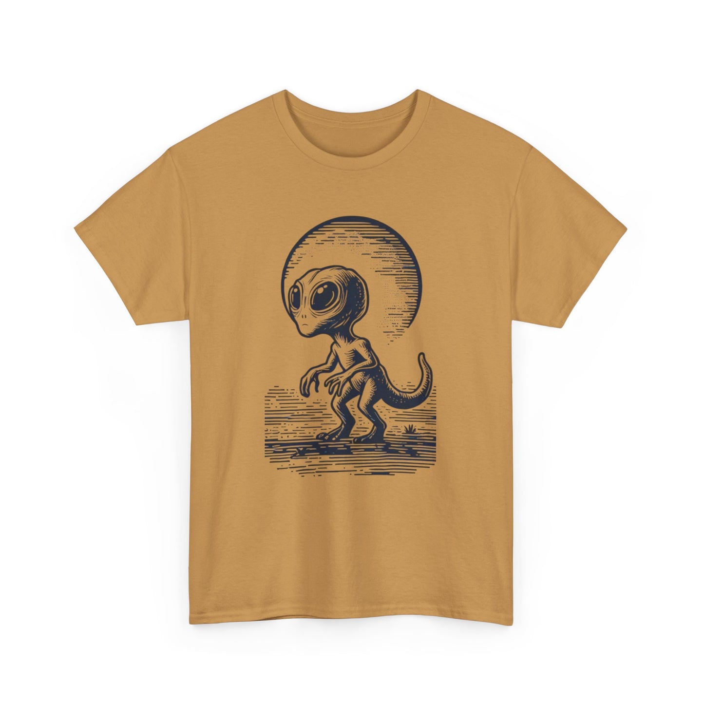 Dinosaur Hybrid, Graphic Unisex Heavy Cotton Tee | UFO Lover T-Shirt | Space-Themed Apparel - Psychonaut Swag