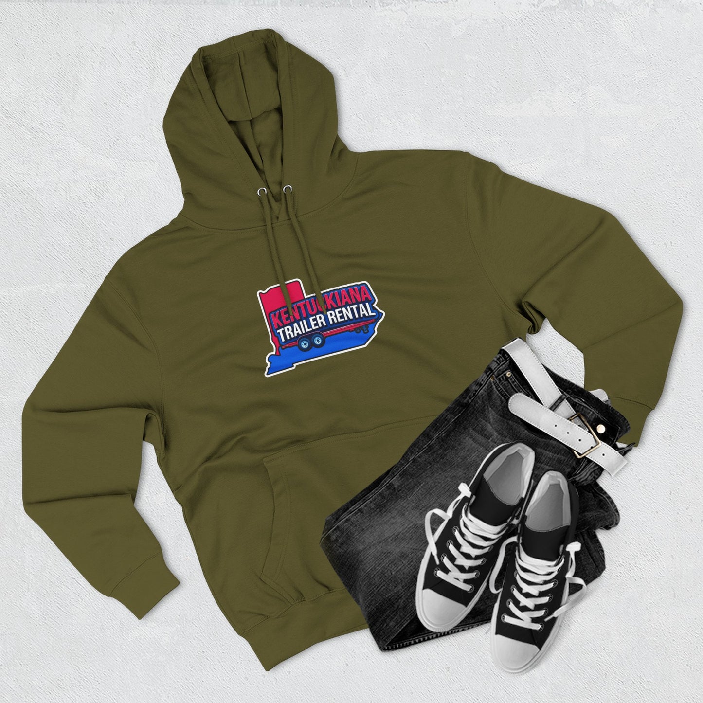 Kentuckiana Trailer Rental Hoodie | Cozy Casual Wear, Perfect for Road Trips, Gift for Outdoor Enthusiasts, Iconic Travel Style