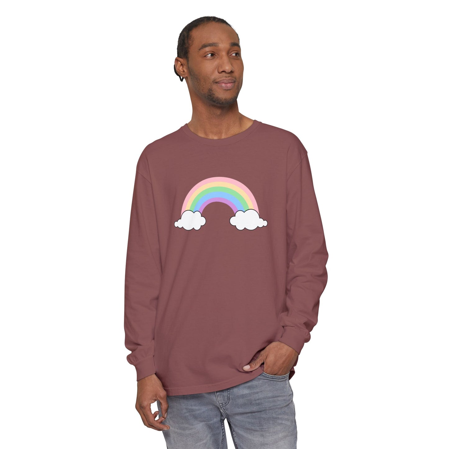 Rainbow, Unisex Garment-dyed Long Sleeve T-Shirt - Psychonaut Swag