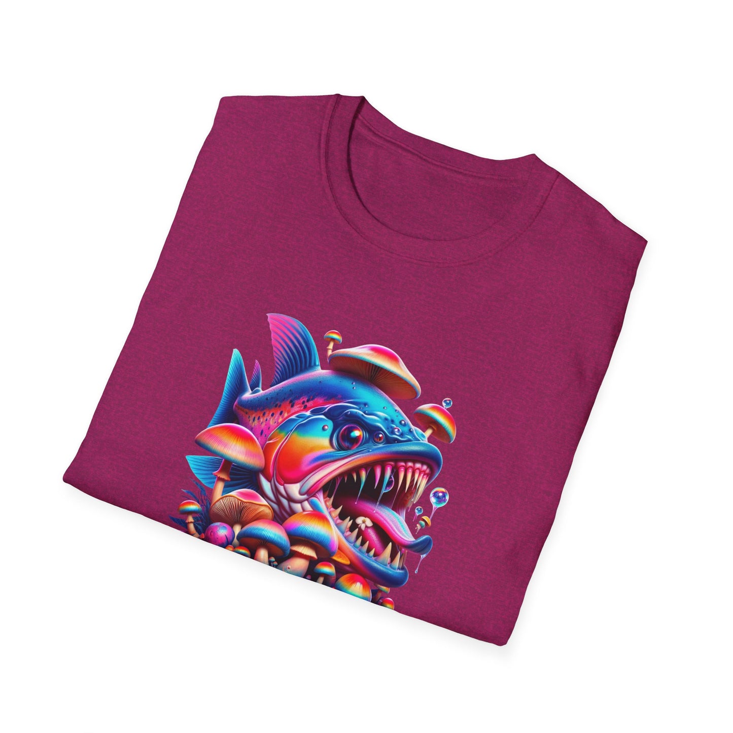 Piranha with Shrooms, Unisex Softstyle T-Shirt - Psychonaut Swag