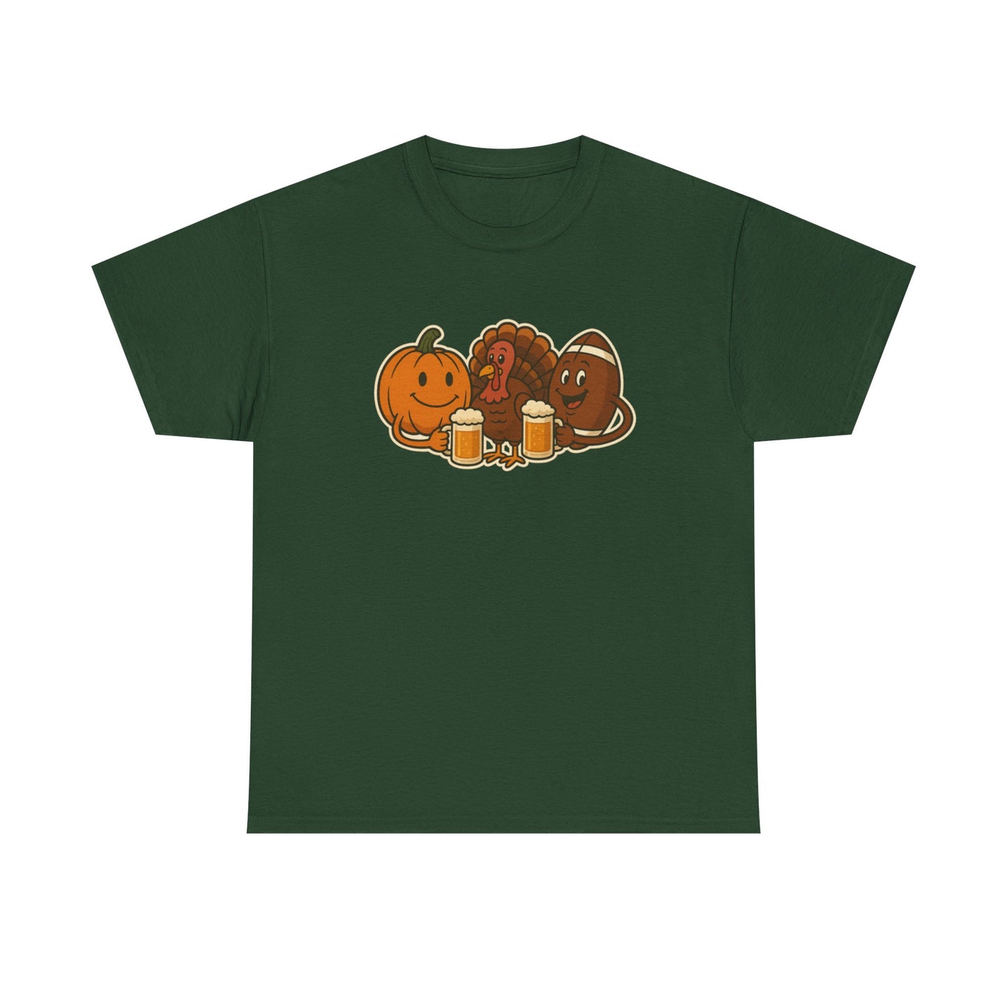 Thanksgiving Day Football & Beer Unisex Cotton Tee, Autumn T-Shirt, Holiday Apparel, Halloween Gift, Family Gathering Outfit, Seasonal Clothing