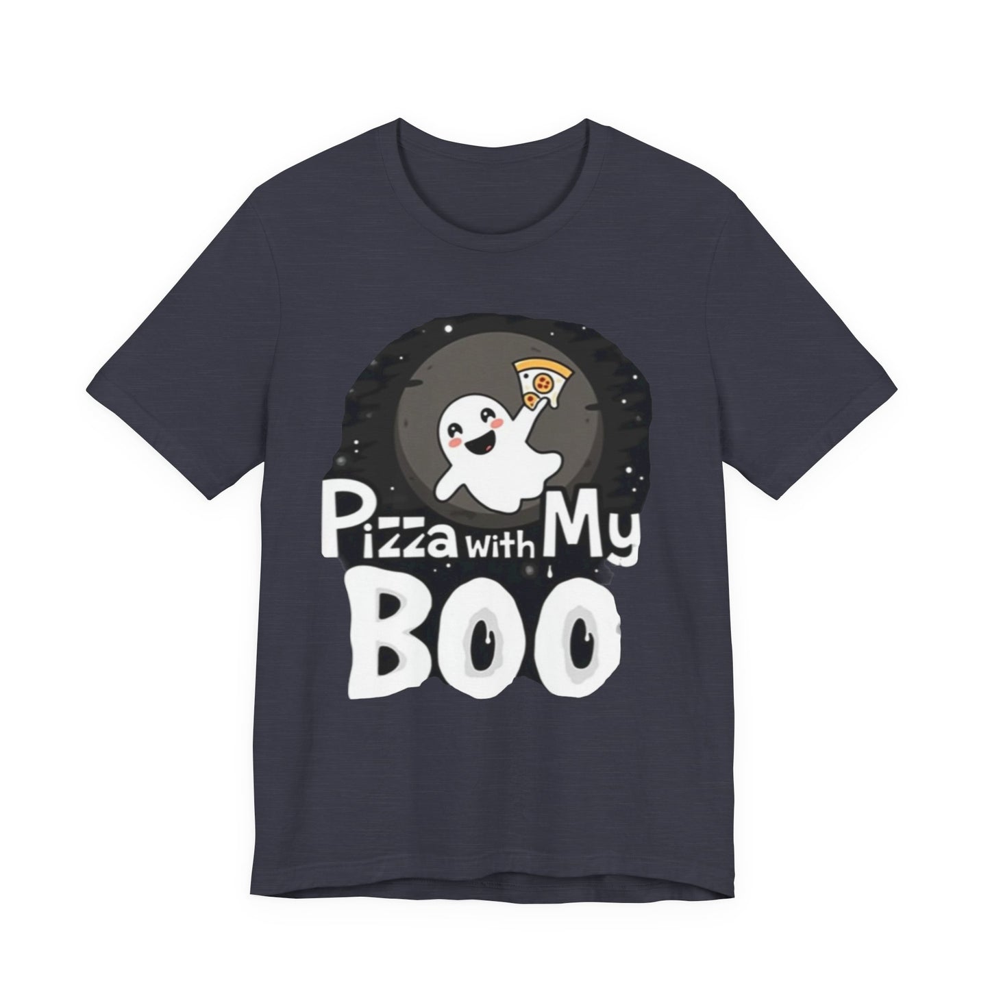 Ghost Pizza Boo Tee - Unisex Jersey Short Sleeve T-Shirt, Funny Halloween Shirt, Spooky Costume, Ghost Lover Gift, October Celebration