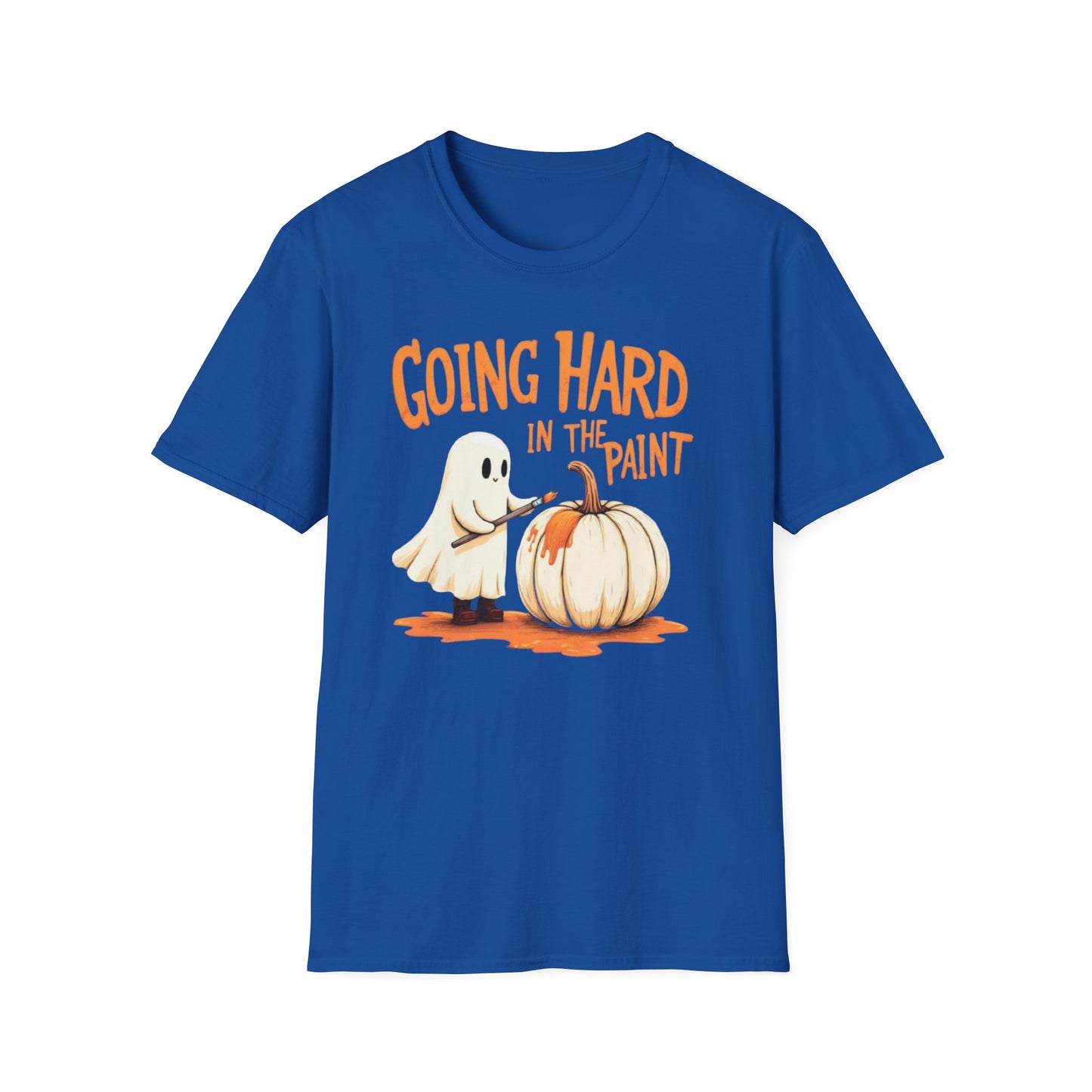 Halloween Ghost painting, T-Shirt, Fun Halloween Shirt, Unisex Softstyle Tee, Autumn Apparel, Pumpkin Design Tee