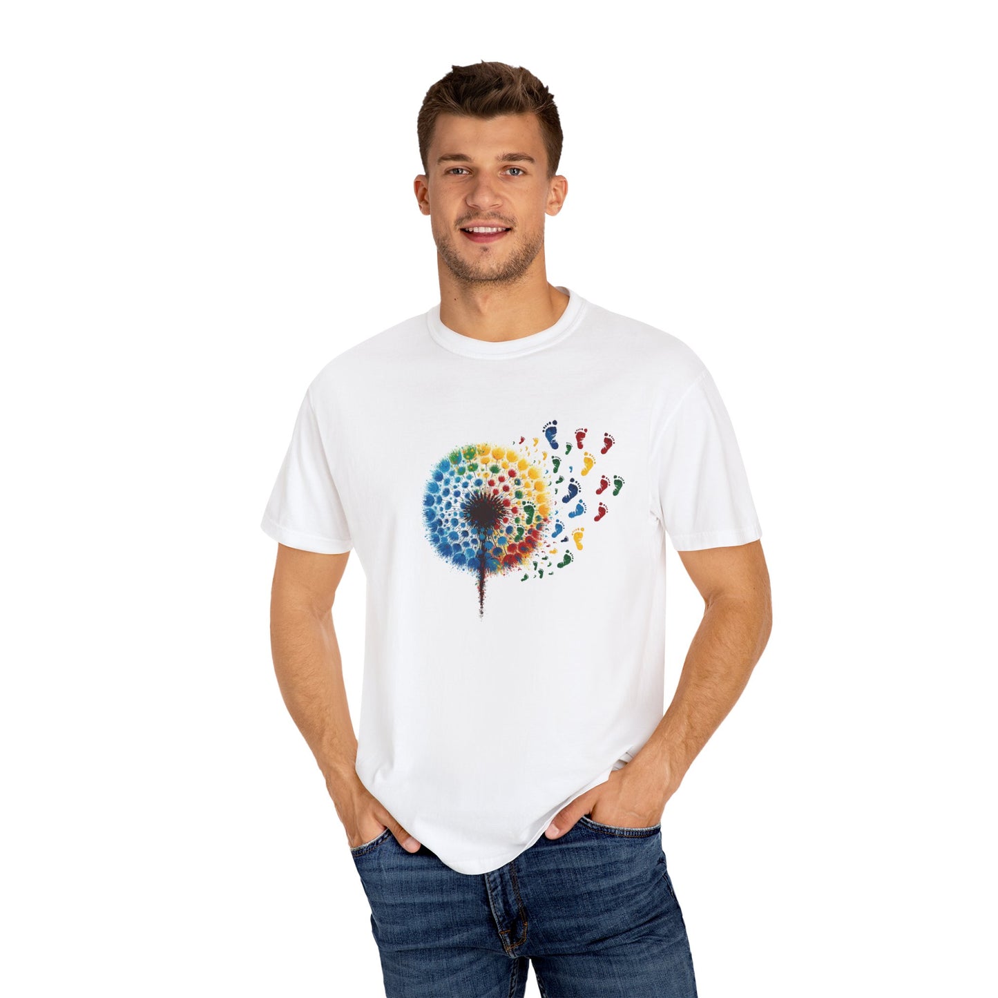 Dandelion baby feet, Unisex Garment-Dyed T-shirt - Psychonaut Swag