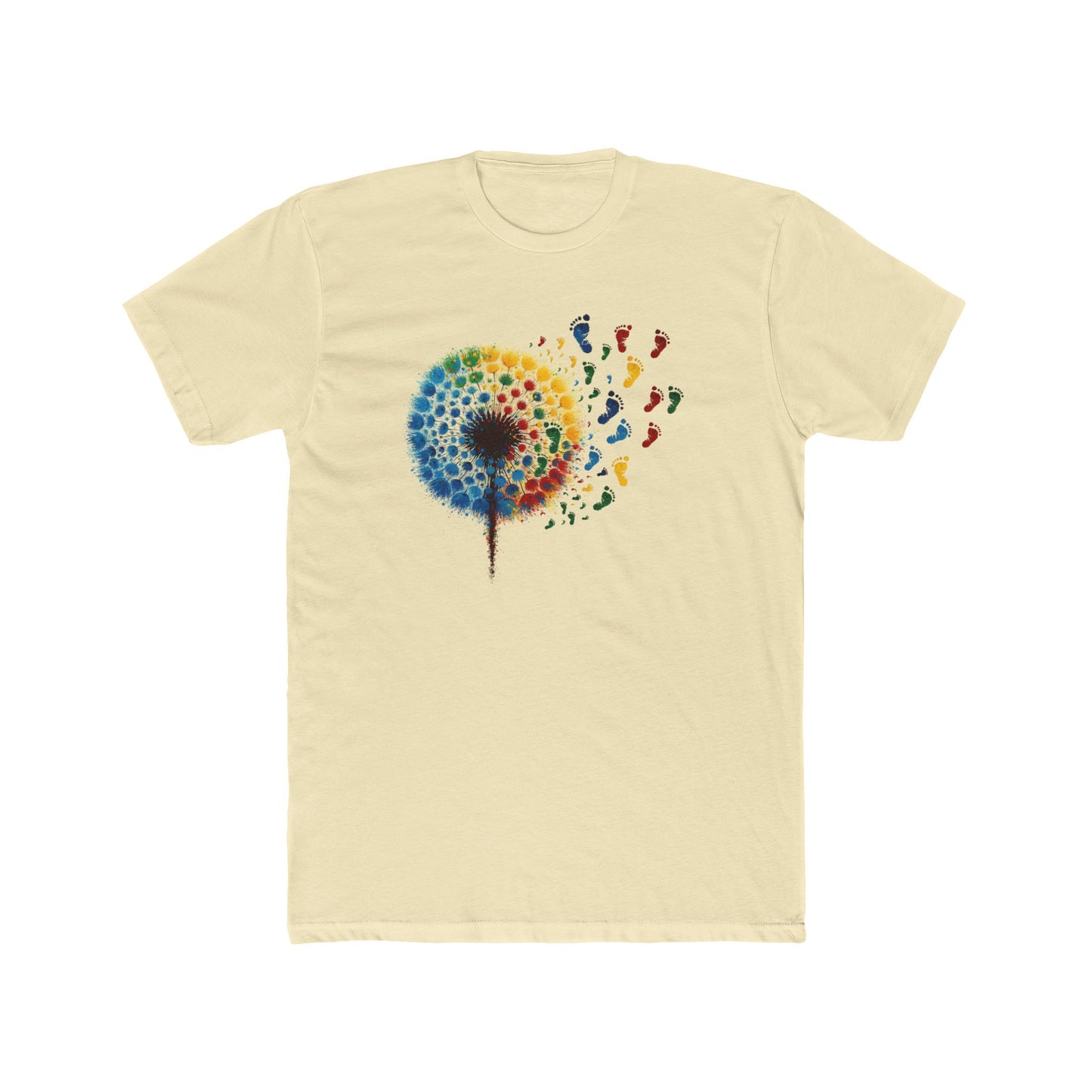 Colorful Dandelion Unisex Cotton Crew Tee, Gift for Nature Lovers, Casual Wear, Art T-Shirt, Eco-Friendly Fashion, Summer Style - Psychonaut Swag