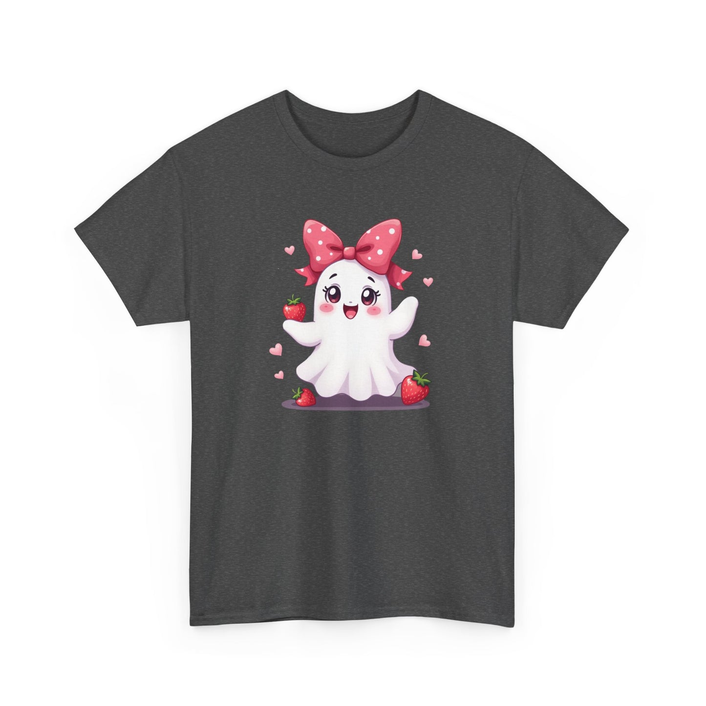 Cute Ghost Strawberry Unisex Tee, Perfect for Halloween, Gift, Casual Wear, Festival Shirt, Summer Vibes, Kawaii Apparel
