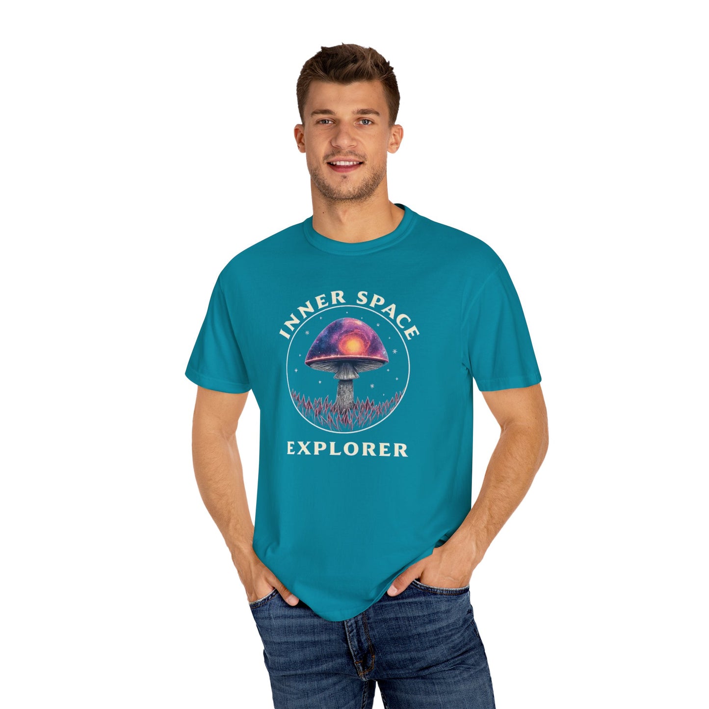 Inner Space Explorer T-Shirt, Unisex Graphic Tee, Cosmic Mushroom Apparel, Gift for Nature Lovers, Casual Wear for Adventurers - Psychonaut Swag