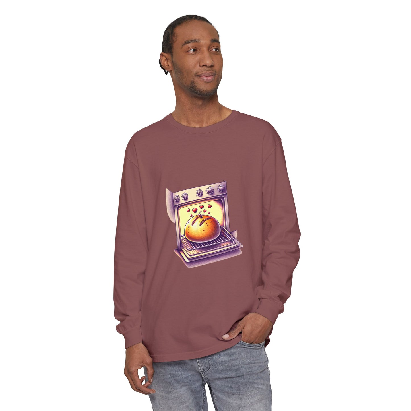 Bun in oven, Unisex Garment-dyed Long Sleeve T-Shirt - Psychonaut Swag