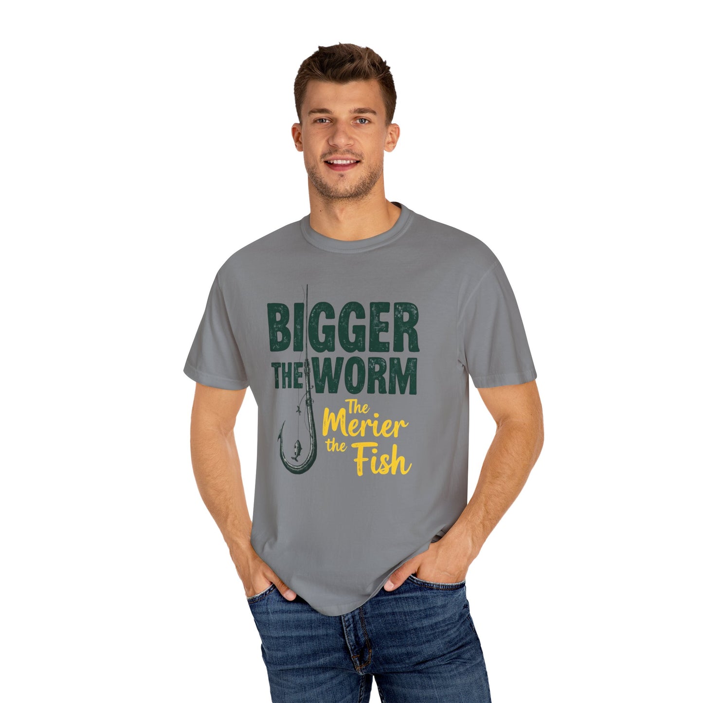 Big Worm Fishing Humor Unisex T-Shirt, Larger Than Life Tee, Gift for Anglers, Fun Outdoors Apparel, Dad's Fishing Day Shirt - Psychonaut Swag