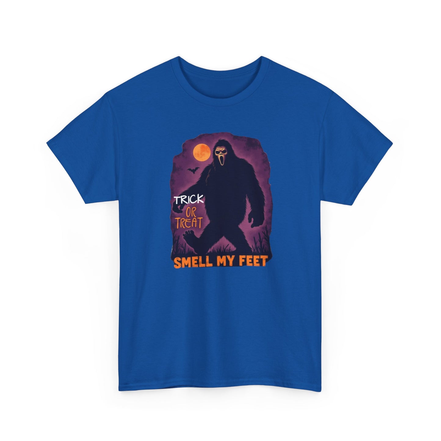 Halloween Bigfoot Tee, Unisex Cotton T-Shirt, Trick or Treat Shirt, Smell My Feet Design, Funny Halloween Apparel