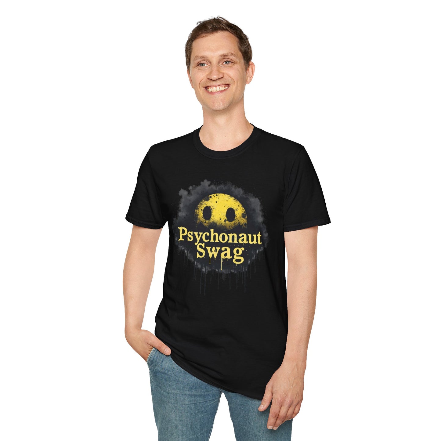 Psycho Smile, Pyschonaut Swag T-Shirt - Unisex Softstyle Tee, Casual Wear, Gift for Gamers, Festival Attire, Streetwear Fashion