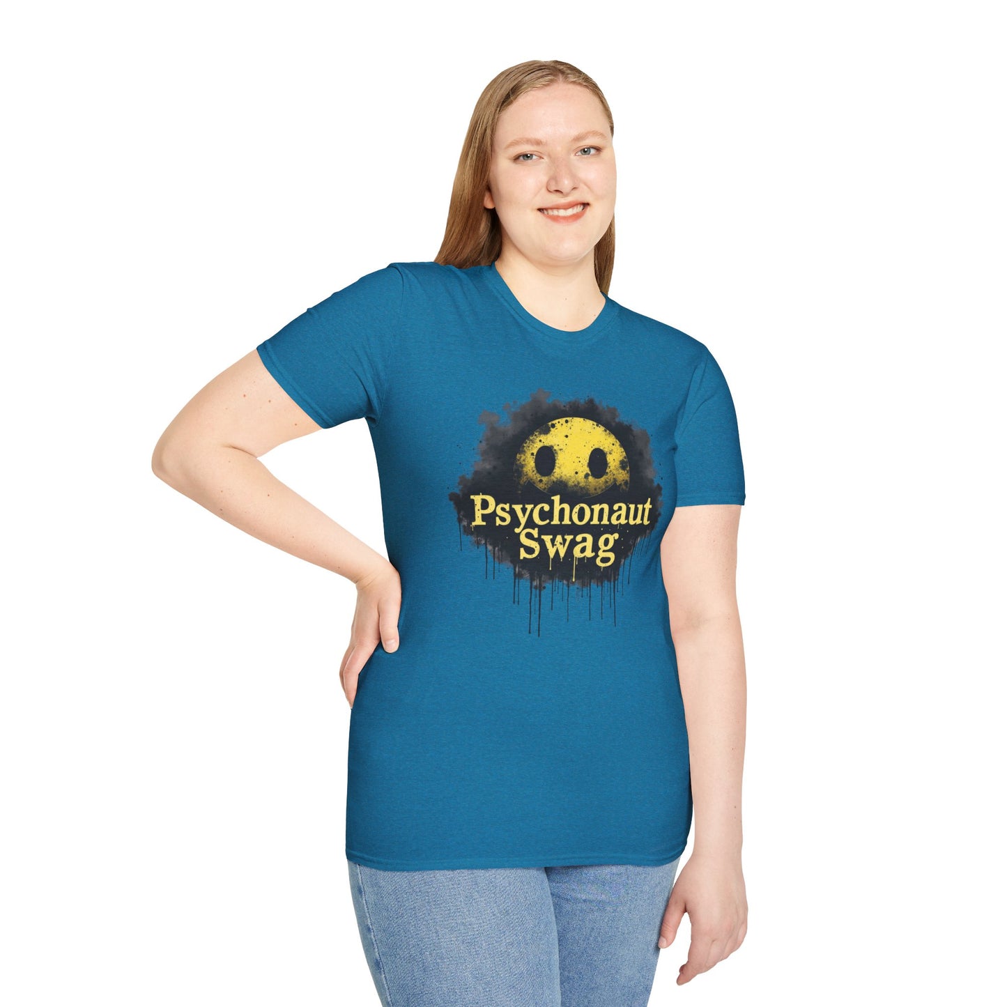 Psycho Smile, Pyschonaut Swag T-Shirt - Unisex Softstyle Tee, Casual Wear, Gift for Gamers, Festival Attire, Streetwear Fashion