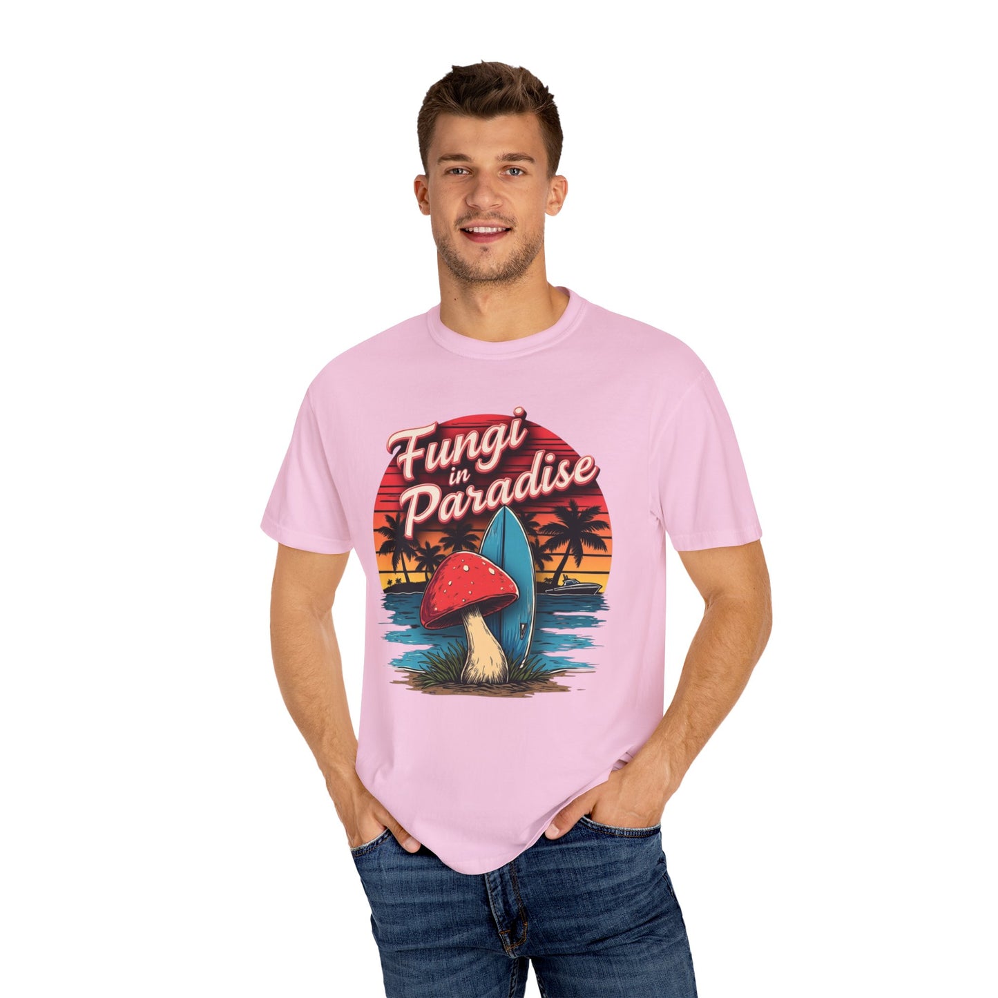 Fungi in Paradise Design, Relaxed Tee, Vintage Style Shirt, Gift for Nature Lovers, Eco-Friendly Apparel - Psychonaut Swag