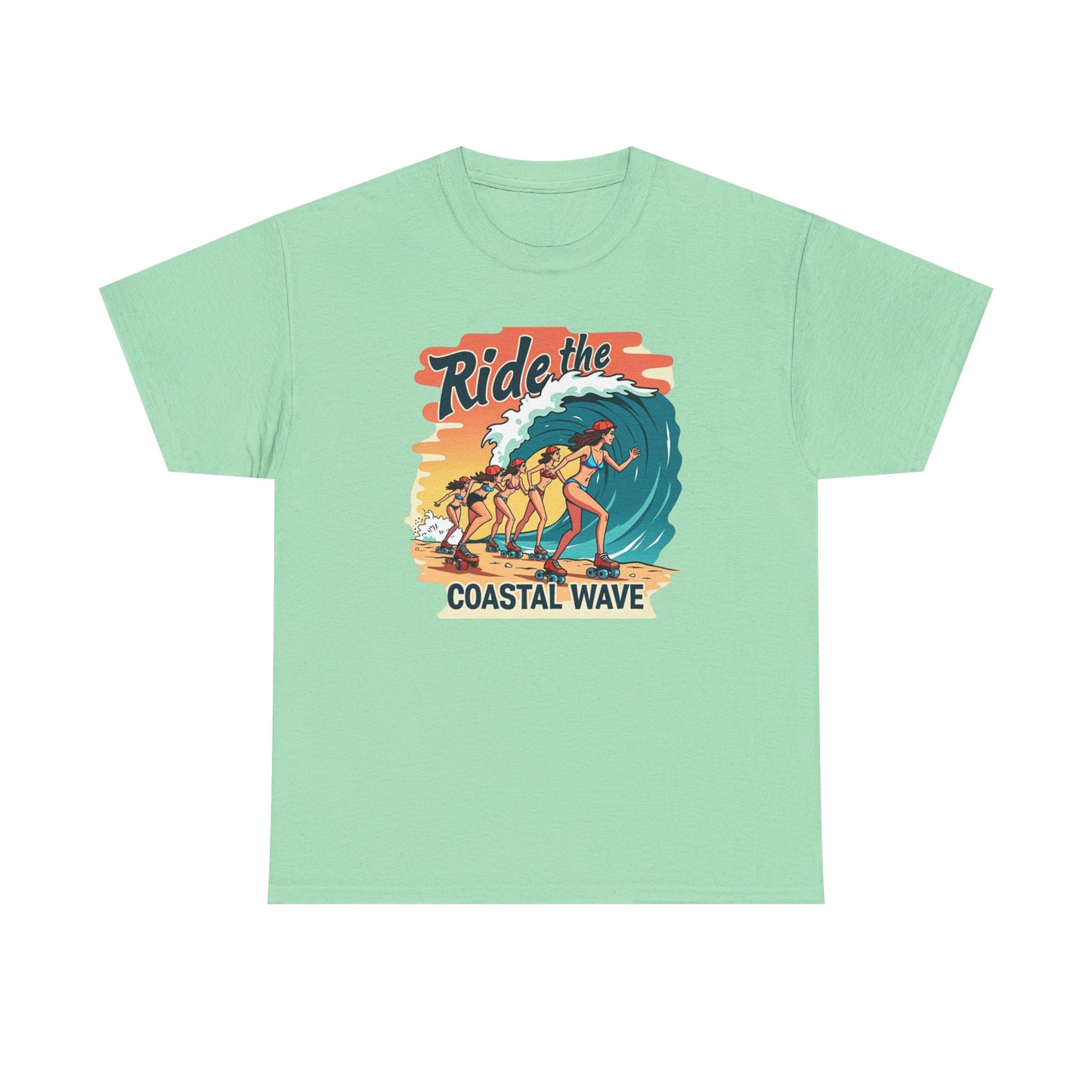 Follow the Wave, Unisex Heavy Cotton Tee - Ride the Wave Vintage Surf Design - Psychonaut Swag