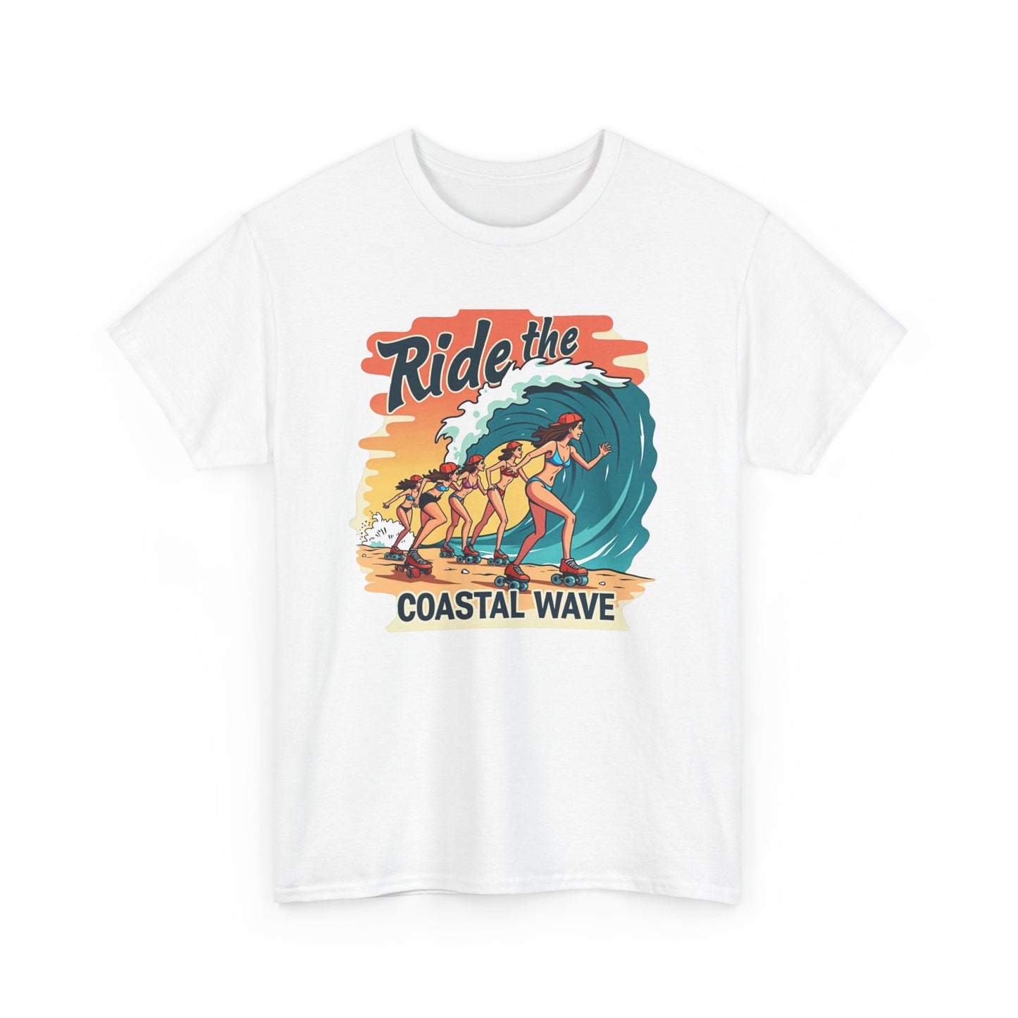 Follow the Wave, Unisex Heavy Cotton Tee - Ride the Wave Vintage Surf Design - Psychonaut Swag