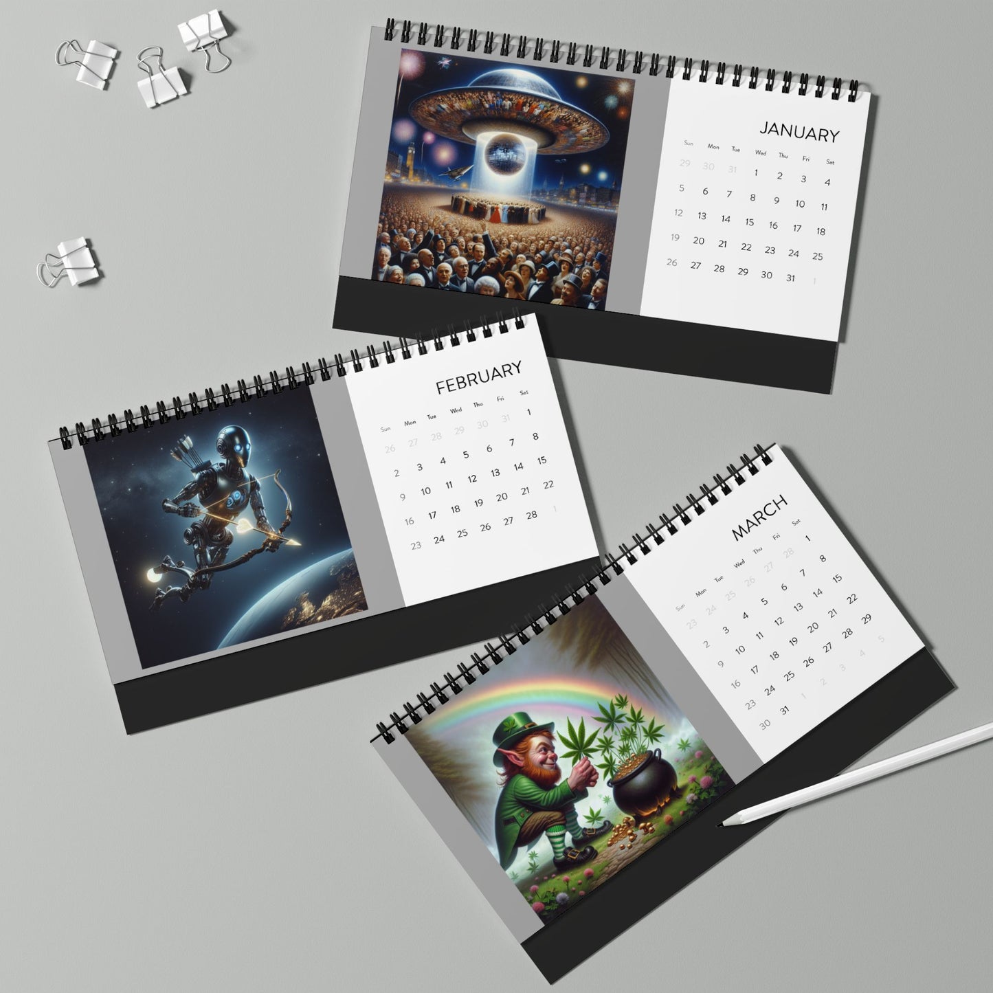 Desktop Calendar (2025 grid) Distopia - Psychonaut Swag