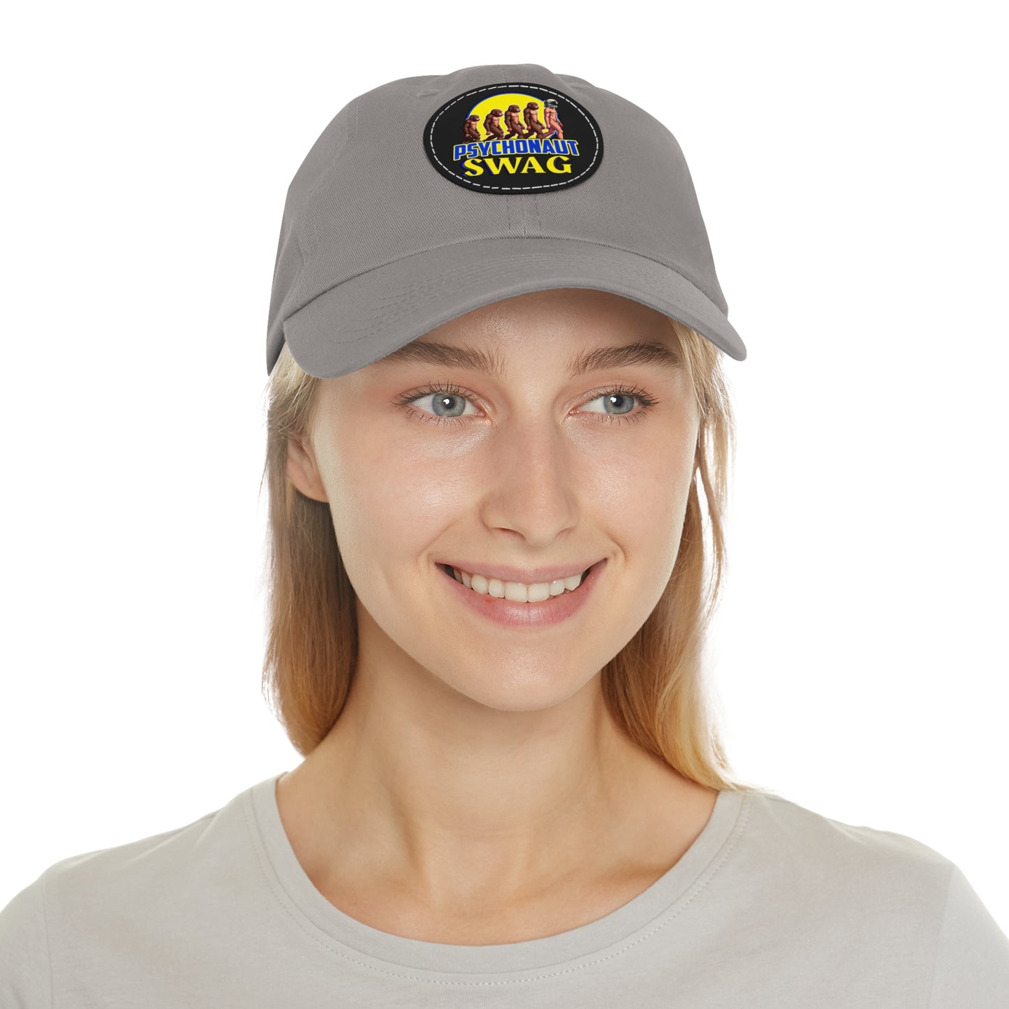 Psychonaut Swag Dad Hat with Leather Patch, Casual Cap for Outdoor Adventures, Fun Gift for Dads, Unique Street Style Hat - Psychonaut Swag