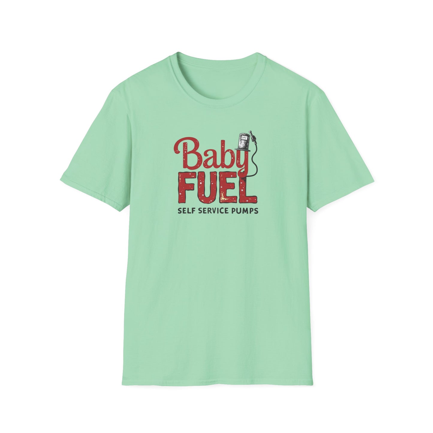 Baby Fuel, Vintage PumpThemed Unisex T-Shirt, Funny Baby Fuel Shirt, Gift for Car Lovers, Automotive Tee, Casual Everyday Wear - Psychonaut Swag