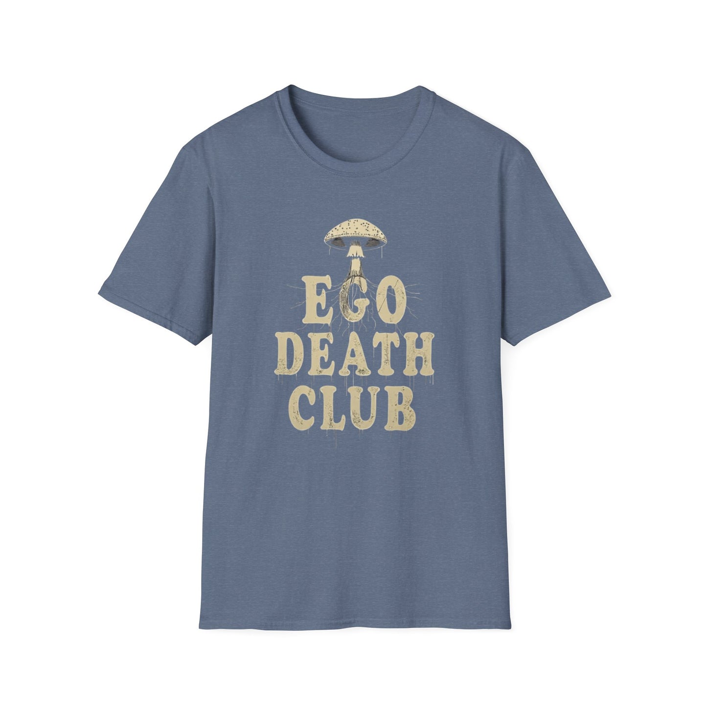 Ego Death Club Mushroom, T-Shirt, Unisex Softstyle Tee, Casual Wear, Gift for Friends, Unique Graphic Shirt - Psychonaut Swag