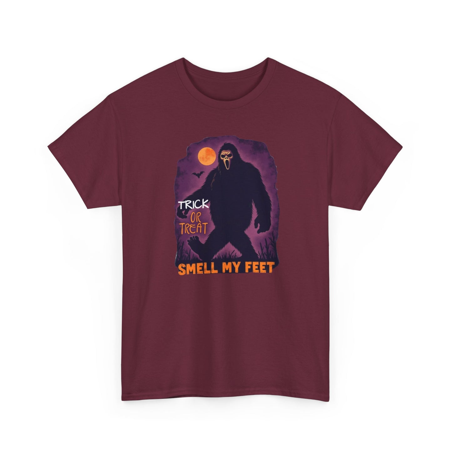 Halloween Bigfoot Tee, Unisex Cotton T-Shirt, Trick or Treat Shirt, Smell My Feet Design, Funny Halloween Apparel