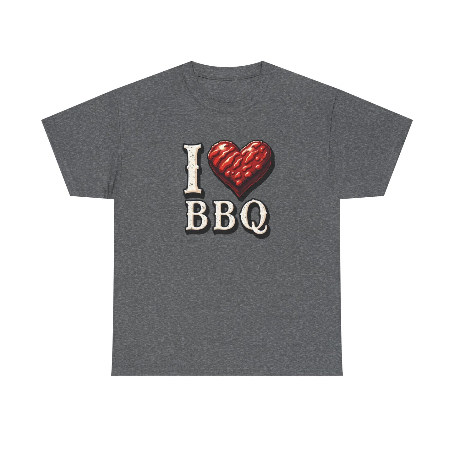 I Love BBQ Unisex Heavy Cotton Tee - Perfect for BBQ Lovers, Summer Cookouts, Grilling Events, Foodie Gift, Casual Wear - Psychonaut Swag