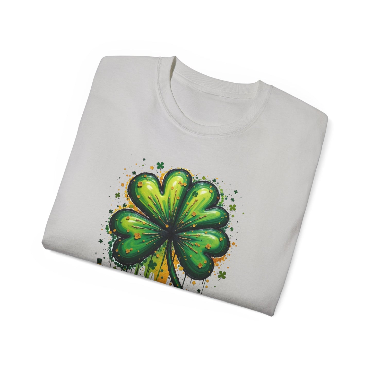 St. Patrick's Day Paint-Splatter Shamrock T-Shirt