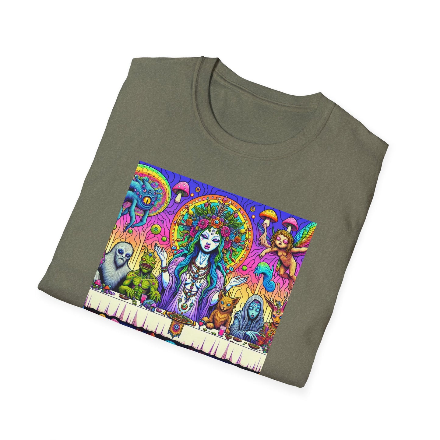 Mushroom Last Supper, Unisex Softstyle T-Shirt - Psychonaut Swag