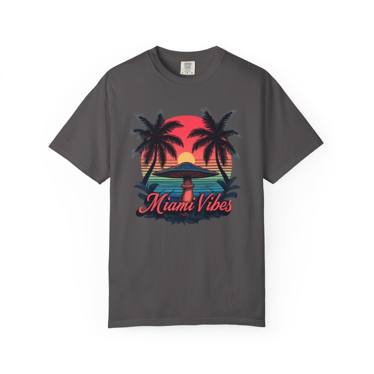 Miami Vibes, T-Shirt with Tropical Vibes Design, Summer Apparel, Beachwear, Gift for Vacation Lovers, Relaxed Style - Psychonaut Swag