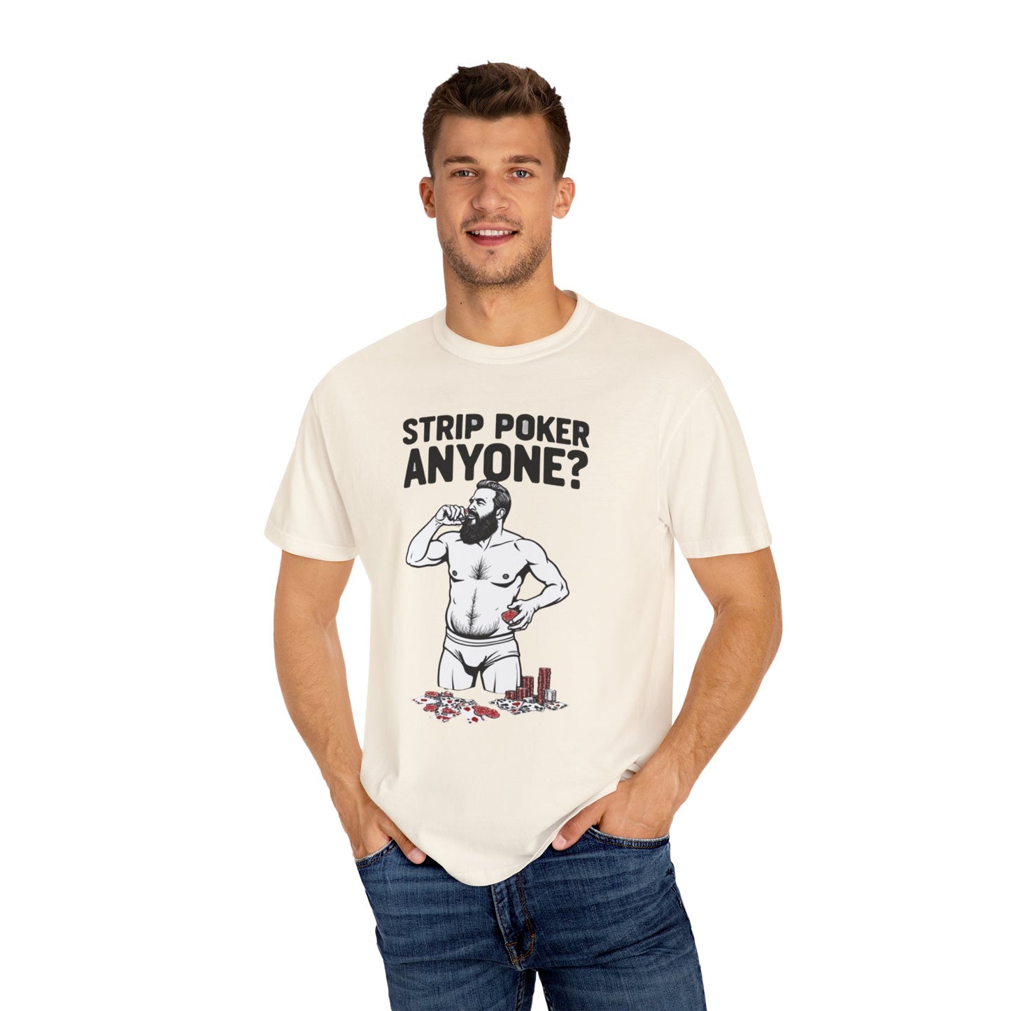 Strip Poker Humor T-Shirt, Funny Gift for Gamers, Men's Casual Tee, Party Outfit, Unique Dad Gift, Birthday or Game Night Attire