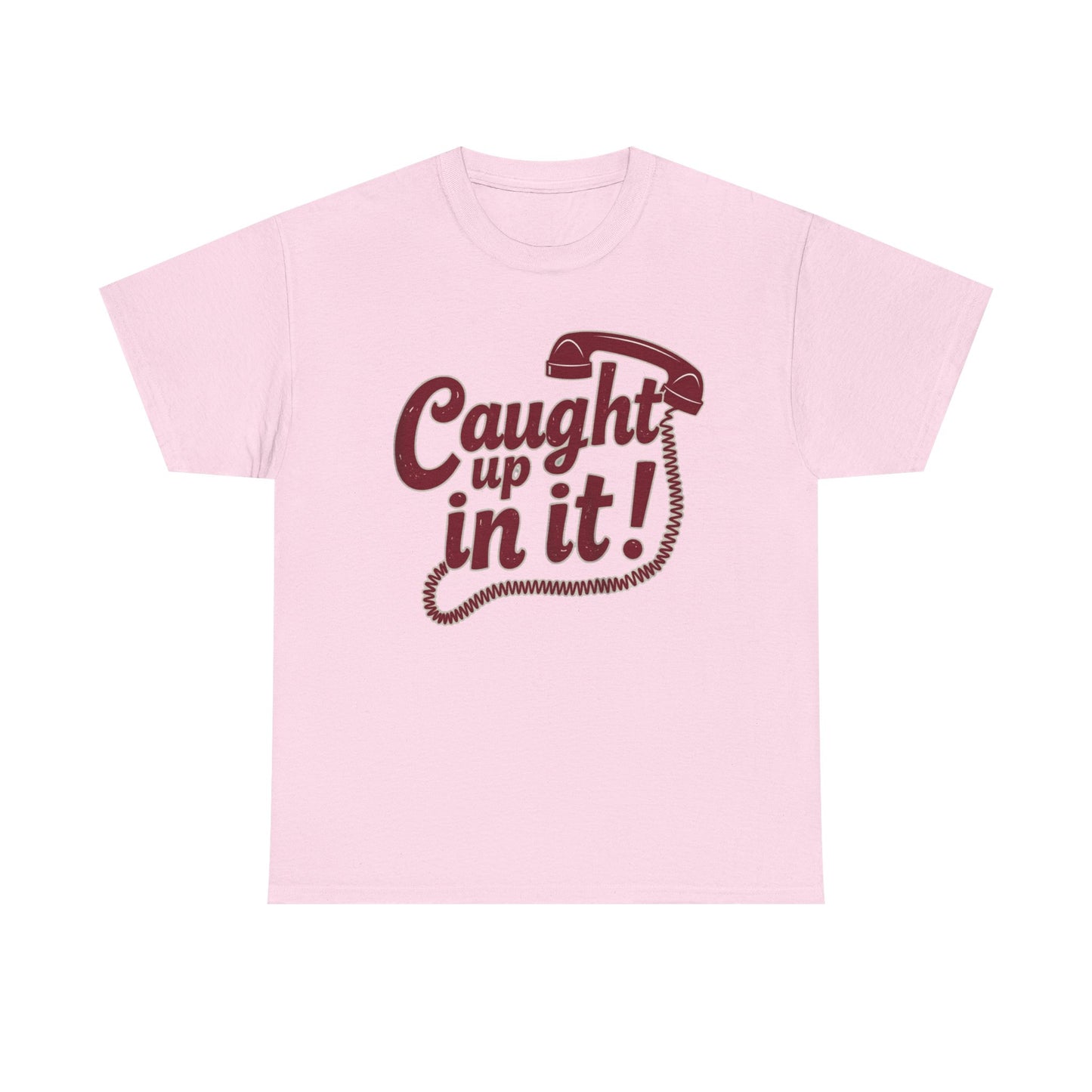 Caught Up in It, Phone chord, Unisex Heavy Cotton Tee, Vintage Phone Graphic T-Shirt, Casual Daily Wear, Fun Gift for Friends, Trendy White Tee - Psychonaut Swag