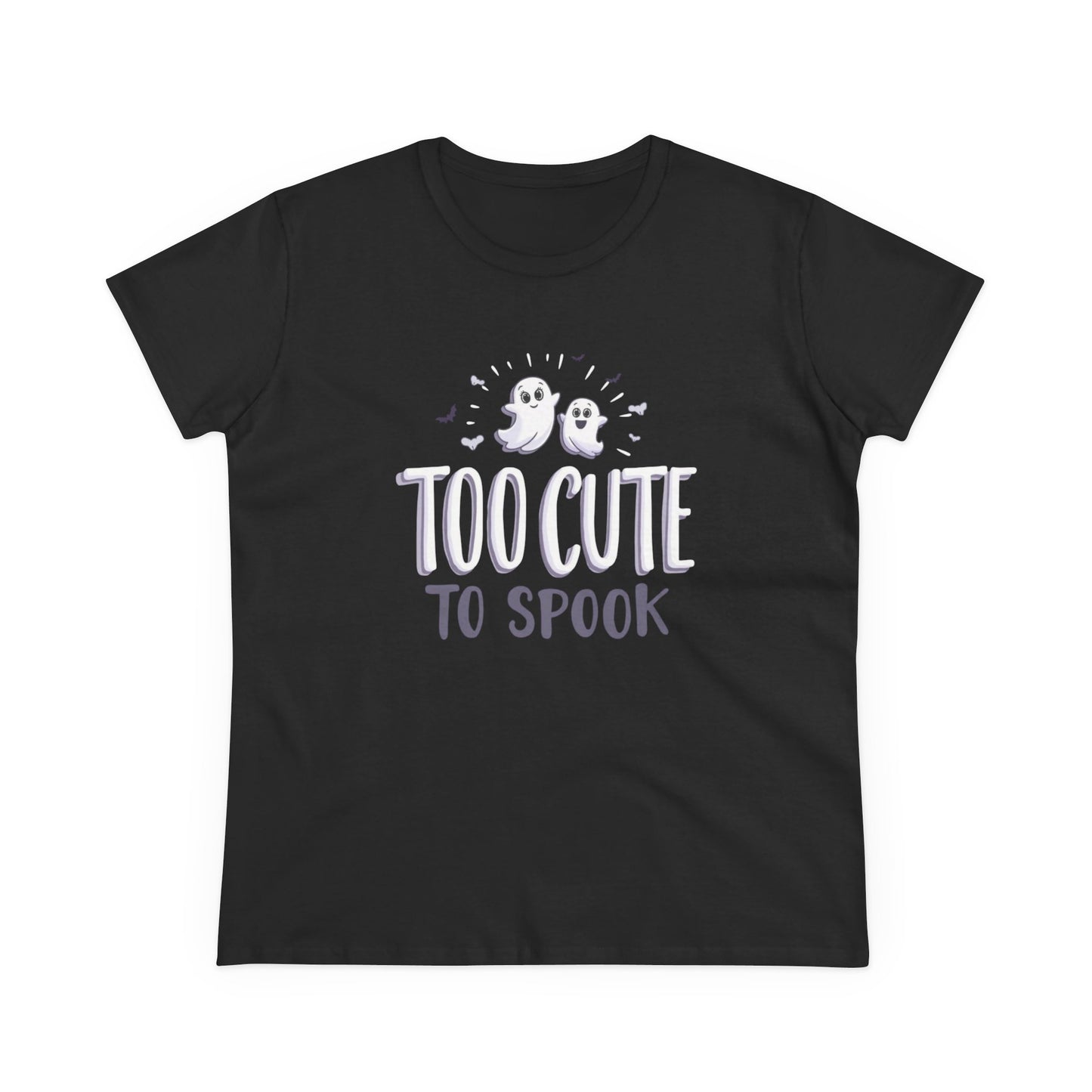 Too Cute to Spook Women's Cotton Tee, Halloween T-Shirt, Ghostly Graphic Tee, Casual Fall Apparel, Fun Halloween Outfit