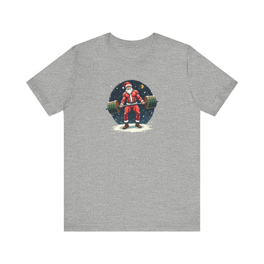 Jacked Santa Weightlifting, Unisex Jersey Short Sleeve Tee