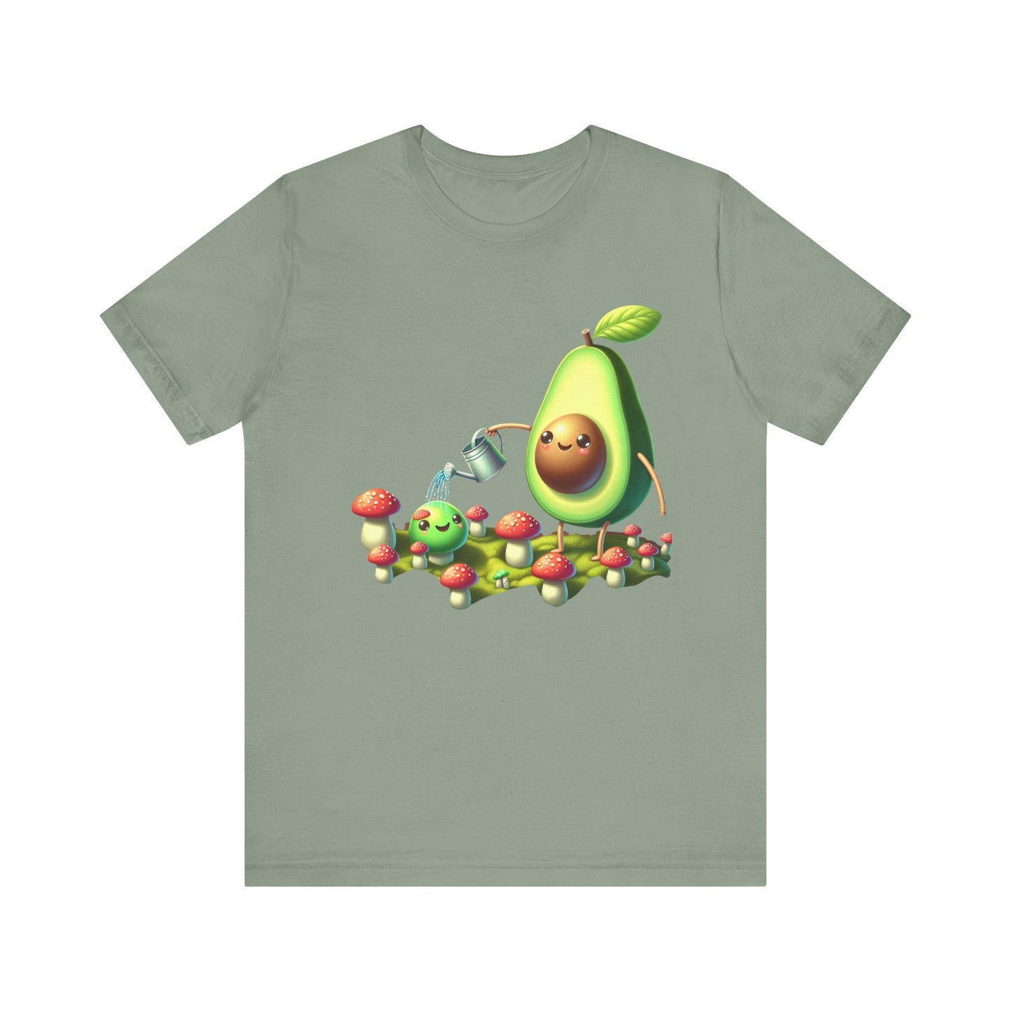 Short Sleeve Tee - Avocado watering magic shrooms.  Funny Design - Psychonaut Swag