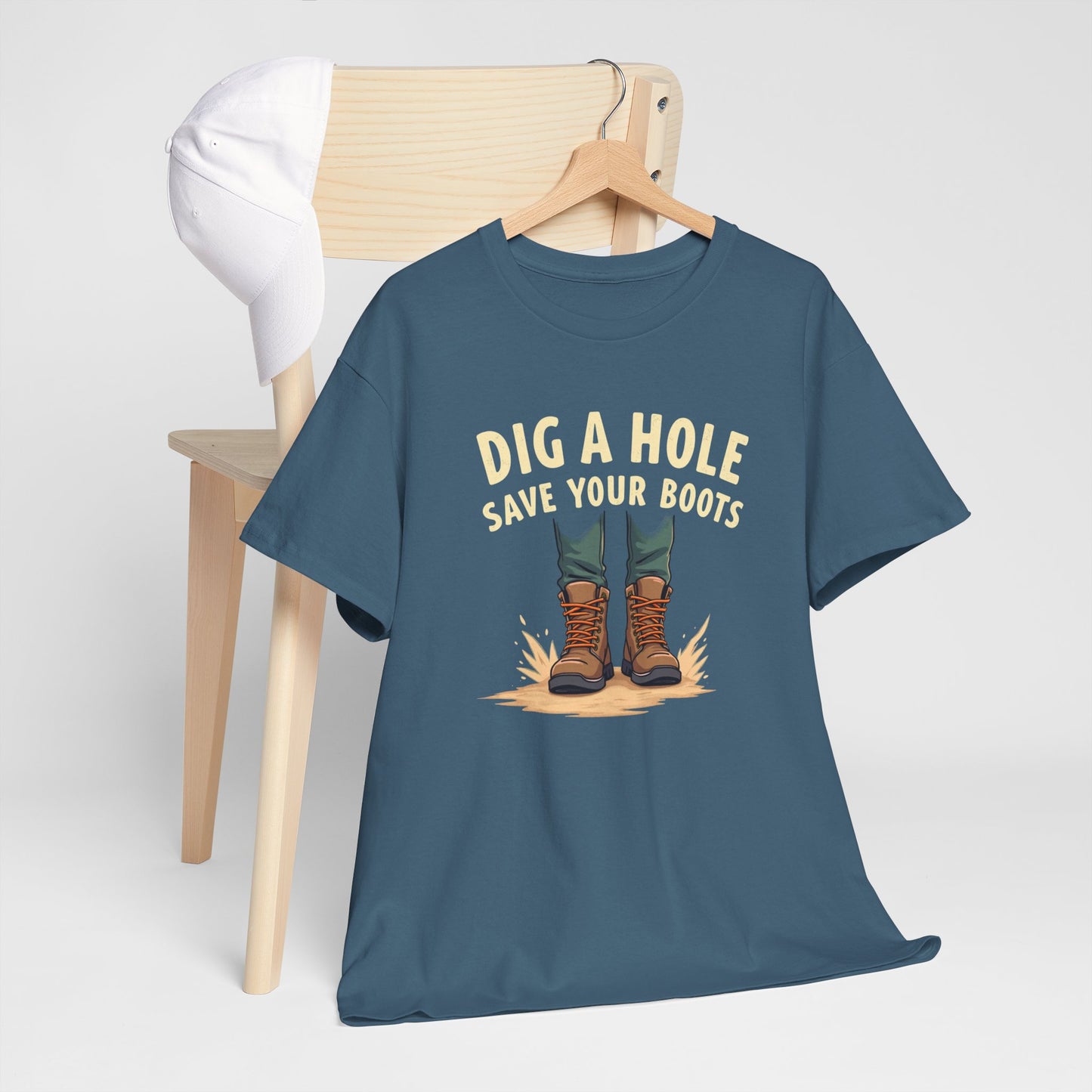 Dig a Hole Save Your Boots, Funny Gardening Tee, Unisex Heavy Cotton Tee, Vintage Style Shirt, Dig A Hole Design, Perfect for Gardeners & Outdoor Lovers - Psychonaut Swag