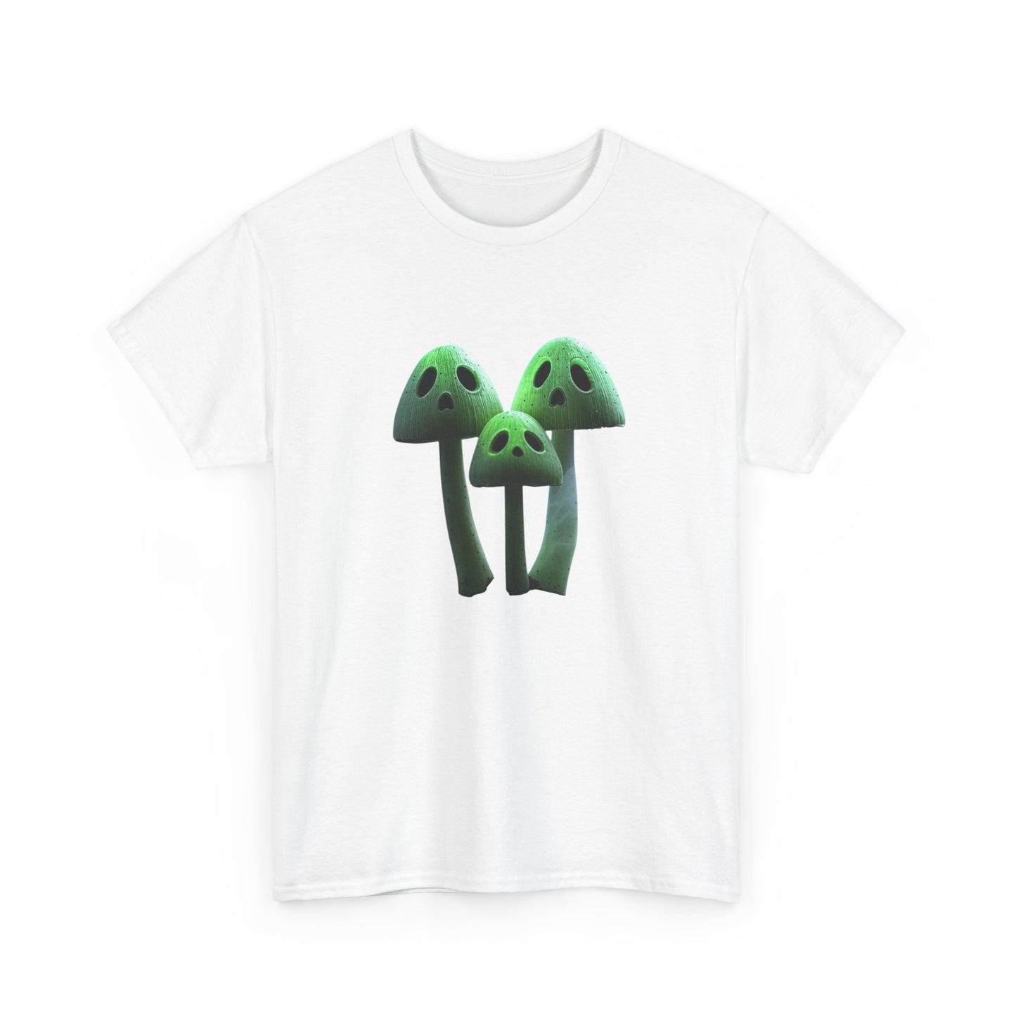 Glowing Ghost Mushroom Tee - Unisex Heavy Cotton T-Shirt, Funny Shirt, Unique Gift, Outdoor Adventure Wear, Halloween Shirt