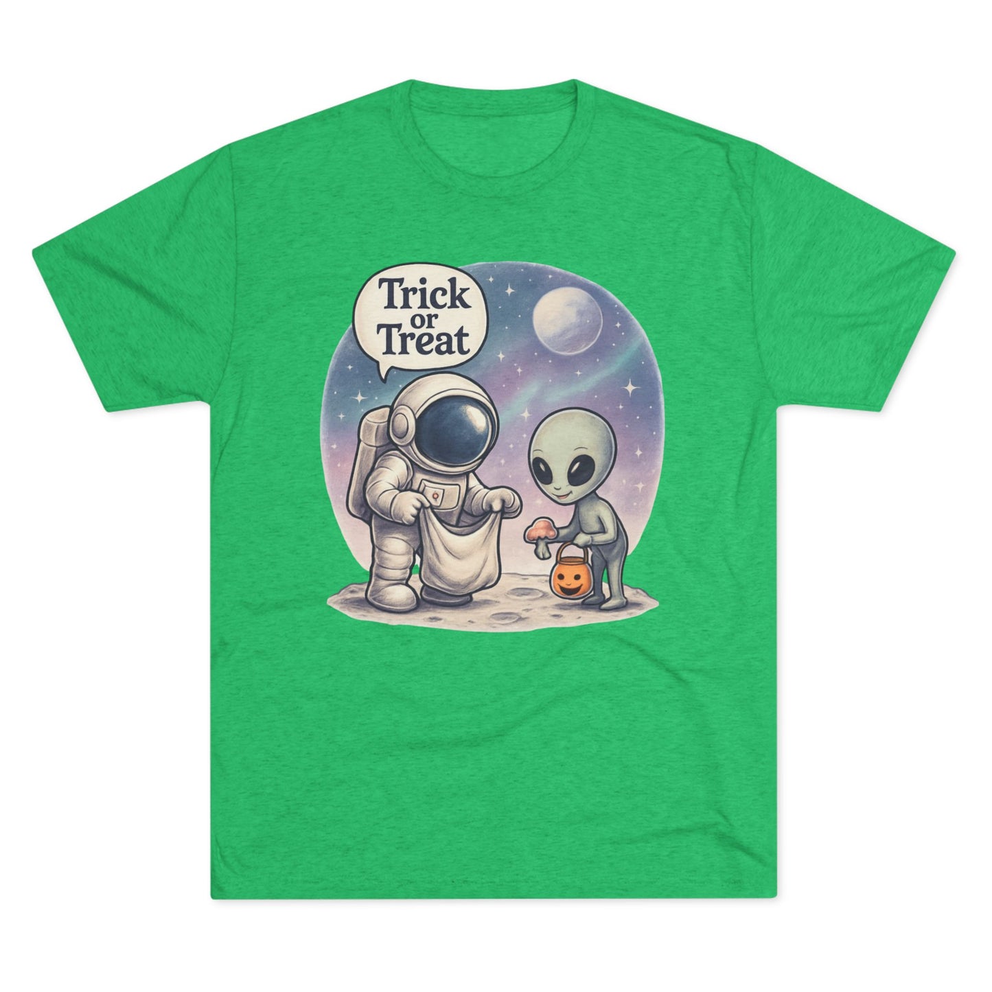 Space Trick or Treat Crew Tee, Halloween T-Shirt, Space Theme Shirt, Unisex Graphic Tee, Fun Costume Tee, Gift for Space Lovers