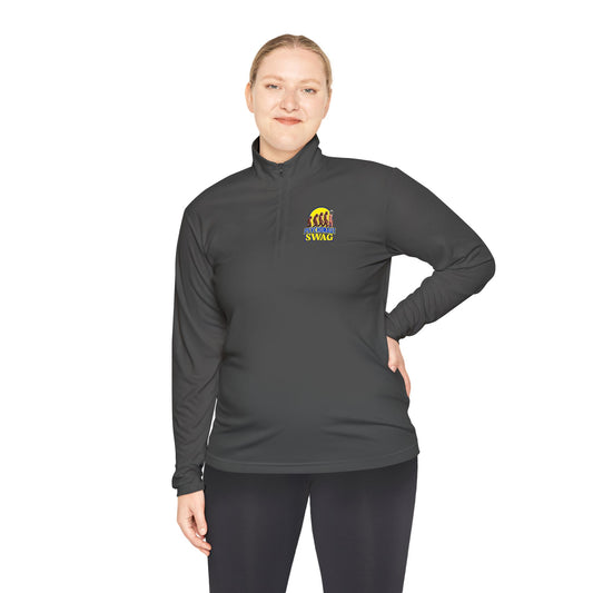 Small Biz Swag, Stylish Unisex Quarter-Zip Pullover - Trendy, Comfortable, Ideal for Outdoor Activities, Gifts, Travel, Everyday Wear