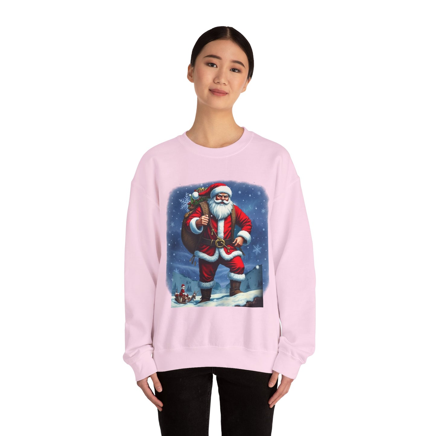 Santa Snow Hike, Graphic Sweatshirt – Vintage Holiday Christmas Crewneck