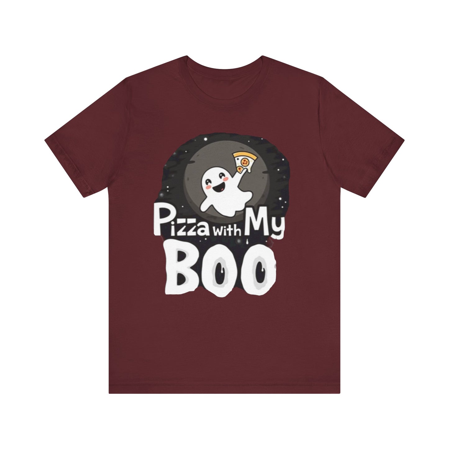 Ghost Pizza Boo Tee - Unisex Jersey Short Sleeve T-Shirt, Funny Halloween Shirt, Spooky Costume, Ghost Lover Gift, October Celebration