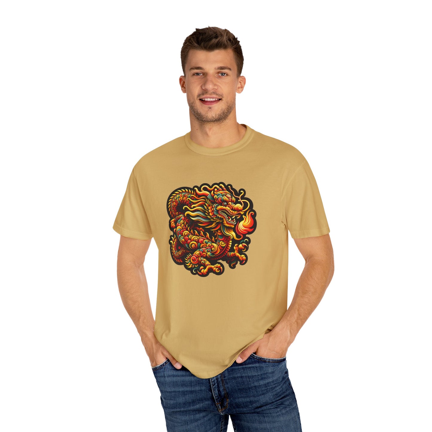 Dragon, Unisex Dragon Graphic T-Shirt - Colorful Garment-Dyed Tee - Psychonaut Swag