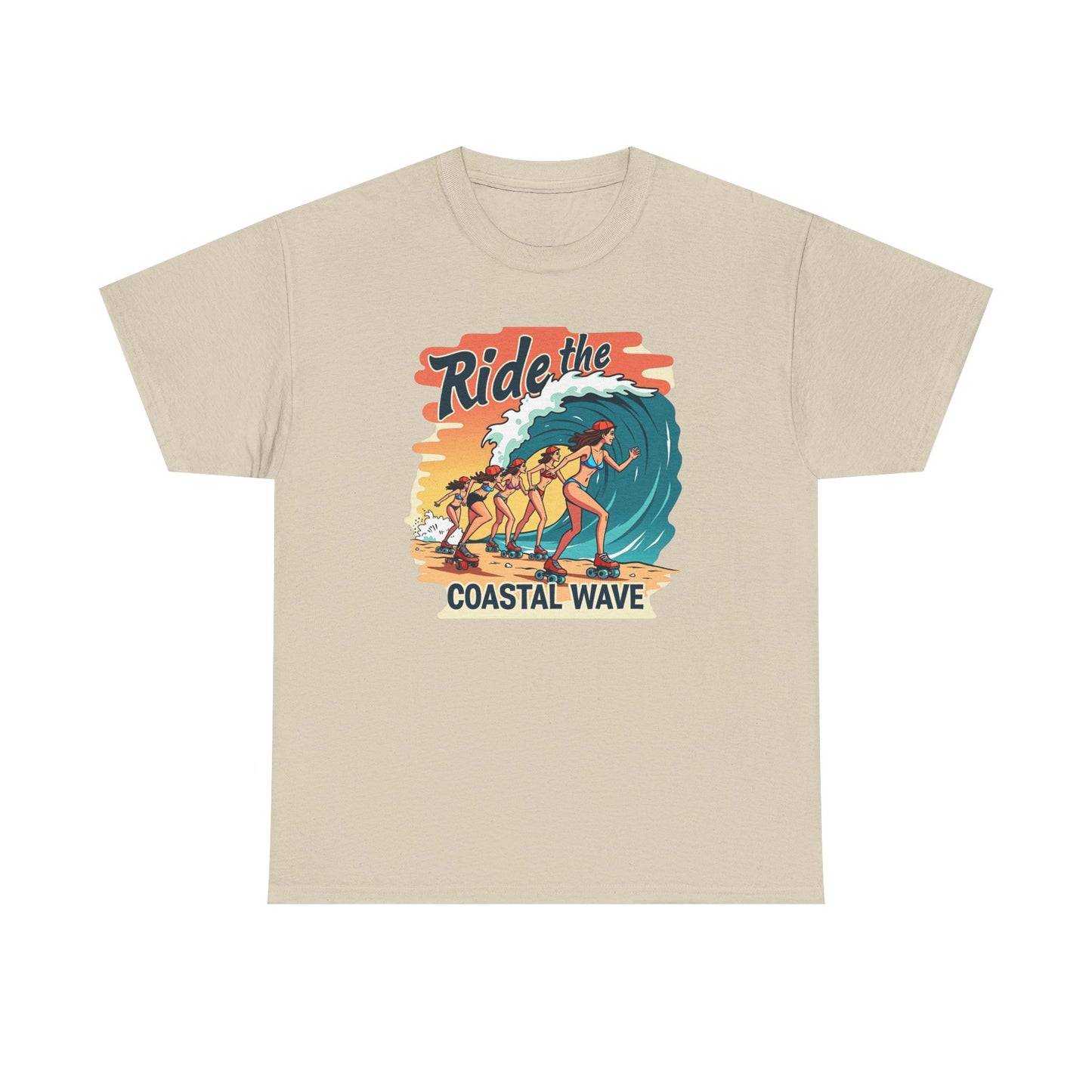 Follow the Wave, Unisex Heavy Cotton Tee - Ride the Wave Vintage Surf Design - Psychonaut Swag