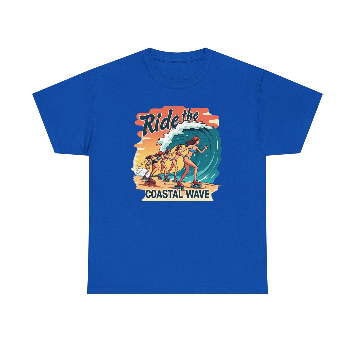 Follow the Wave, Unisex Heavy Cotton Tee - Ride the Wave Vintage Surf Design - Psychonaut Swag